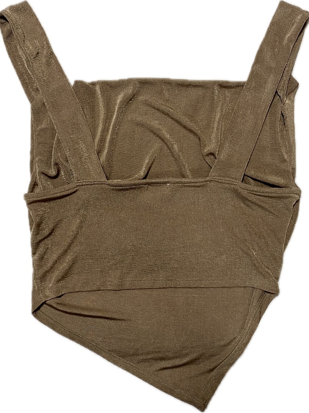Le Lis Olive Shimmery Cowl Neck Crop Tank - Picture 2 of 6